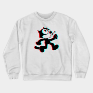 Retro 3D Glasses Style - Felix the Cat whistling Crewneck Sweatshirt